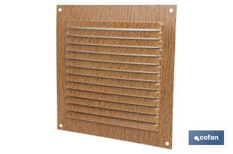 Ventilation grille | Wood coloured aluminium | Available with or without mosquito net - Cofan