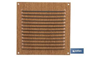 Ventilation grille | Wood coloured aluminium | Available with or without mosquito net - Cofan