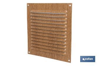 Ventilation grille | Wood coloured aluminium | Available with or without mosquito net - Cofan