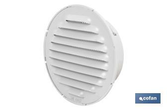 Flush mounting ventilation grille for pipe connection | White aluminium | Available in 2 sizes - Cofan