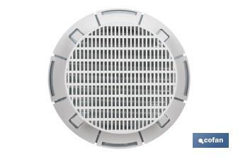 Flush mounting ventilation grille for pipe connection | White aluminium | Available in 2 sizes - Cofan