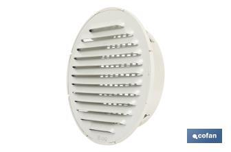 Flush mounting ventilation grille for pipe connection | White aluminium | Available in 2 sizes - Cofan