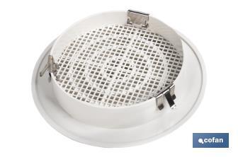 Flush mounting ventilation grille for pipe connection with clip | White ABS | Available in different diameters - Cofan