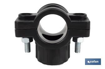 Single outlet clamp saddle | Available in different diameters and thread sizes - Cofan