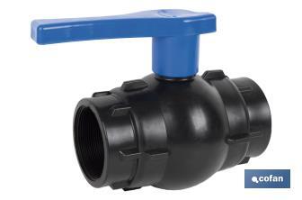 PP ball valve with F-F thread PN16 | Available in different sizes - Cofan