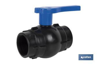 PP ball valve with F-F thread PN16 | Available in different sizes - Cofan