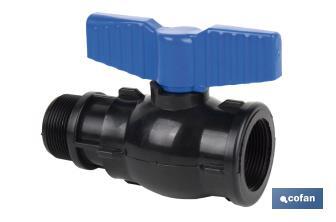 PP ball valve with M-F thread PN16 | Available in different sizes - Cofan