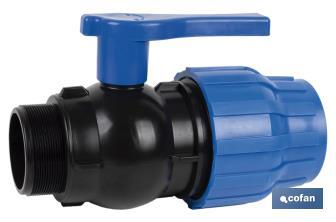 PP ball valve coupling | Male thread PN16 | Available in different threads - Cofan