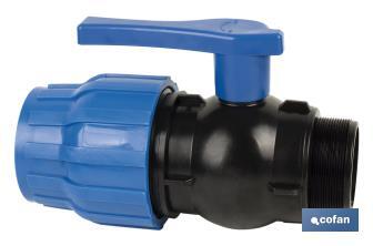 PP ball valve coupling | Male thread PN16 | Available in different threads - Cofan