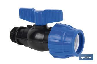 PP ball valve coupling | Male thread PN16 | Available in different threads - Cofan
