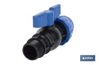 PP ball valve coupling | Male thread PN16 | Available in different threads - Cofan