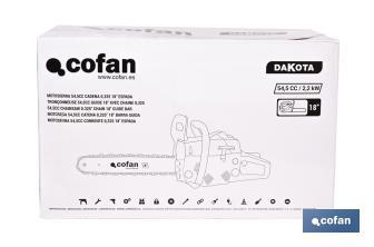 Moto-serra Modelo Dakota | Motor 54CC | Corrente 0,325 | Espada 18" - Cofan