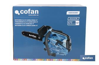 Motosierra de poda de gasolina | Motor de 2 tiempos | Espada de 10" | Potencia: 0,9 CV | Sistema antivibración - Cofan