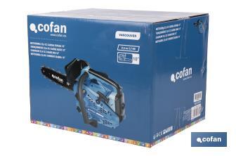 Motosierra de poda de gasolina | Motor de 2 tiempos | Espada de 10" | Potencia: 0,9 CV | Sistema antivibración - Cofan