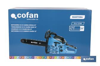 Motosierra de gasolina | Motor 2 tiempos | Espada de 20" | Potencia: 2,6 CV | Fácil arranque | Sistema antivibración - Cofan