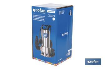 Electrobomba sumergible para aguas sucias | Potencia: 750 W | Caudal máximo: 13000l/h | 7 m de inmersión | Interruptor de flotador - Cofan