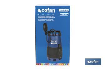 Electrobomba sumergible para aguas sucias y limpias | Potencia: 900 W | Caudal máximo: 18000 l/h | 7 m de inmersión | Interruptor de flotador - Cofan