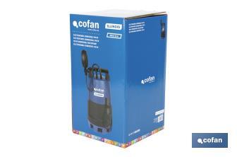 Electrobomba sumergible para aguas sucias y limpias | Potencia: 900 W | Caudal máximo: 18000 l/h | 7 m de inmersión | Interruptor de flotador - Cofan