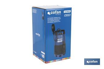 Electrobomba sumergible para aguas sucias y limpias | Potencia: 900 W | Caudal máximo: 18000 l/h | 7 m de inmersión | Interruptor de flotador - Cofan