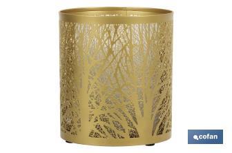 Cylindrical essential oil diffuser | Aromatherapy diffuser | Capacity: 100ml | Cylindrical shape with trees in gold - Cofan