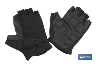 GUANTES CICLISTA NEGRO, PALMAS ACOLCHADAS - Cofan