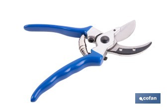 Tijeras de poda y recolección bypass | Cuchillas de acero SK5 | Mango ergonómico en PVC | Corte limpio y preciso | Uso profesional y doméstico - Cofan