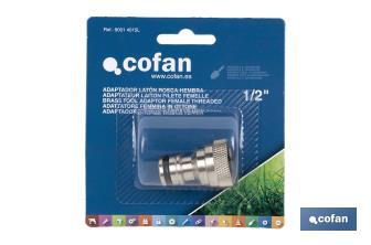 Adaptador de rosca | Hembra de latón | Para manguera de jardín | Diferentes Medidas - Cofan
