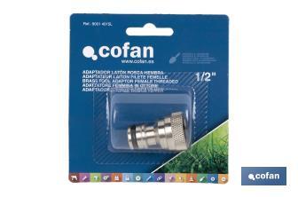 Adaptateur de filetage | Filetage femelle | Laiton | Convient pour tuyau de jardin | Différentes dimensions - Cofan