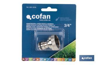 Adaptador de rosca | Hembra de latón | Para manguera de jardín | Diferentes Medidas - Cofan
