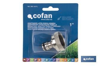 Adaptador de rosca | Hembra de latón | Para manguera de jardín | Diferentes Medidas - Cofan