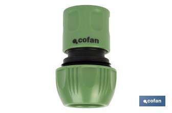 Water stop connector for garden hose | Quick connector | Available in two sizes | Female connector - Cofan