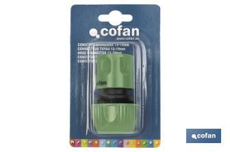 Water stop connector for garden hose | Quick connector | Available in two sizes | Female connector - Cofan