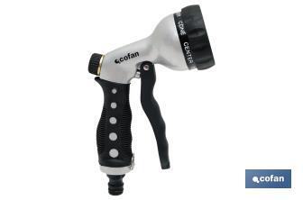 Pistola de Riego en Metal  | 7 Posiciones de Pulverización | Para regar Plantas o Césped - Cofan