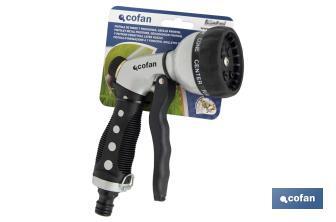 Pistola de Riego en Metal  | 7 Posiciones de Pulverización | Para regar Plantas o Césped - Cofan