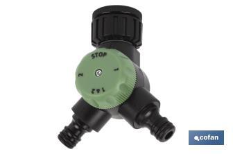 Hose splitter | 2 outlets | Suitable for garden hoses | With tap adapter | Threaded head of 3/4"-1" - Cofan