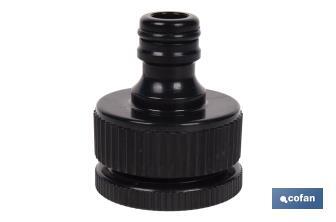 Set de 2 piezas para conectar manguera | Conector con rosca de 1" y adaptador de rosca hembra de 3/4" - Cofan