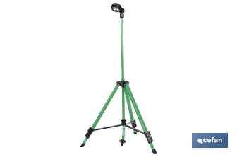 Ducha de jardín con trípode | Altura regulable | 2 funciones: ducha y nebulización | Conector universal incluido | Altura máxima: 162 cm - Cofan