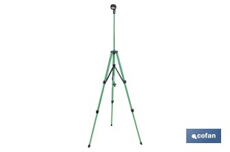 Ducha de jardín con trípode | Altura regulable | 2 funciones: ducha y nebulización | Conector universal incluido | Altura máxima: 162 cm - Cofan
