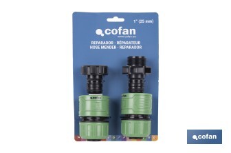 Garden hose repair connector | ABS fitting | UV resistance | Quick and easy connection | 1" repair fitting Ø25mm  - Cofan