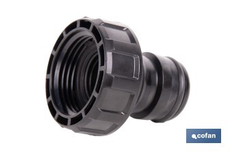 Adaptador de polipropileno con rosca hembra antifugas | Ligero y resistente | Adecuado para riego y mangueras | Salida de 1" - Cofan