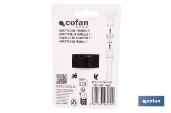 Adaptador de polipropileno con rosca hembra antifugas | Ligero y resistente | Adecuado para riego y mangueras | Salida de 1" - Cofan