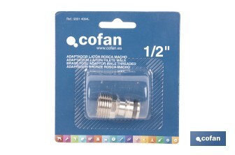 Adaptador de latón de rosca macho | Diferentes medidas | Apto para manguera | Ideal para jardinería - Cofan