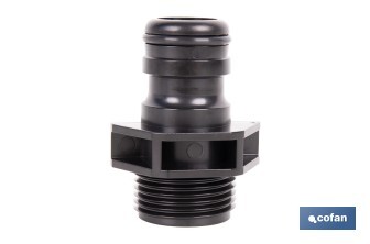 Adaptador de polipropileno con rosca macho antifugas | Ligero y resistente | Adecuado para riego y mangueras | Disponible para salidas de 3/4" y 1" - Cofan