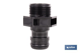 Adaptador de polipropileno con rosca macho antifugas | Ligero y resistente | Adecuado para riego y mangueras | Disponible para salidas de 3/4" y 1" - Cofan