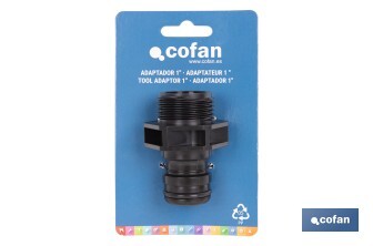 Adaptador de polipropileno con rosca macho antifugas | Ligero y resistente | Adecuado para riego y mangueras | Disponible para salidas de 3/4" y 1" - Cofan