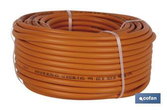 Rollo de Tubo de Gas Butano Flexible | Disponible en color naranja | Medidas: 8 mm x 60 m - Cofan
