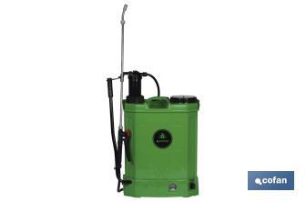 Pulverizador de espalda | Capacidad: 16 litros | Eléctrico con doble uso Batería/Manual - Cofan