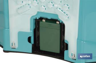 Pulverizador de espalda | Funcionamiento eléctrico y manual | Capacidad: 16 litros | Batería de Li-Ion 12 V | Lanza 60 cm | 4 boquillas | Correas acolchadas - Cofan