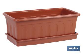 Brown rectangular plant pot | Azahar Model | Available in several sizes | Polypropylene - Cofan