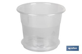 Vaso trasparente | Modello Orquidea | Con sottovaso | Realizzato in polipropilene - Cofan
